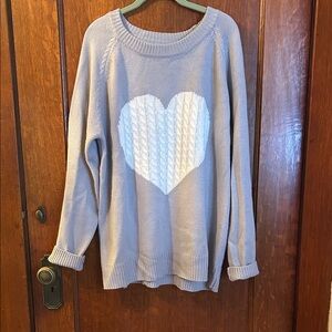Cozy Heart Sweater - Light Gray
